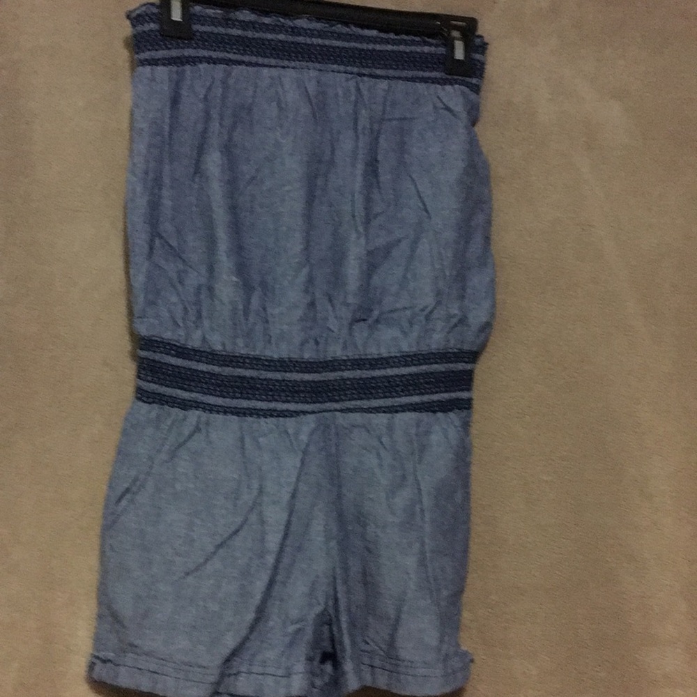 Navy blue strapless romper